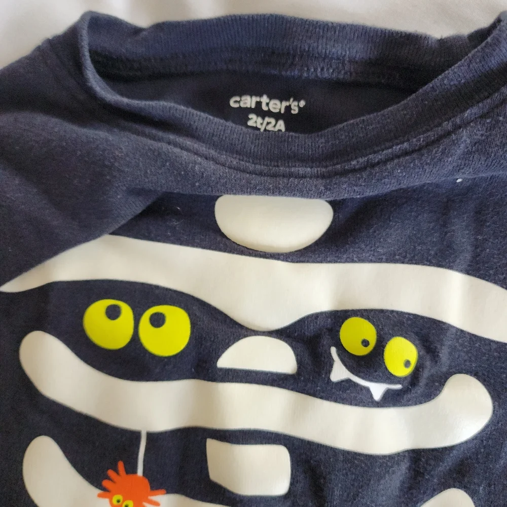 2t Carter's black skeleton Outfit pajamas Halloween Fall Mummy‎ Spiderweb